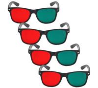 Ameble 4Pcs 3D Glasses, Black Frame Red Green 3D Viewing Glasses for Dimensional Anaglyph TV Movie DVD Game and Amblyopia Training Eyeglasses, Viewing, for Movies at Home