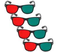 Ameble 4Pcs 3D Glasses, Black Frame Red Green 3D Viewing Glasses for Dimensional Anaglyph TV Movie DVD Game and Amblyopia Training Eyeglasses, Viewing, for Movies at Ho