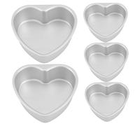 Ameble 5 Pcs 4 Inch Anodized Aluminum Heart Shaped Cake Tins with Bottom for Even Baking, Mini Heart Cake Pan Set for Valentine's Day, Birthdays, Party Desserts