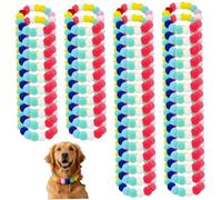 Ameble 50PCS Adjustable Elastic Beaded Dog Collar with Soft Pom Pom, Fashion Pet Necklace for Small Dogs Puppies Cats, Daily Wear, Birthday Photo Prop