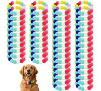 Ameble 50PCS Beaded Dog Collar Adjustable Elastic Cat Collar with Soft Pom Pom Decorative Pet Necklace for Small Dogs, Puppies, Cats Daily Wear and Photos