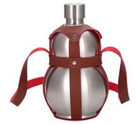 Ameble 53 Oz Stainless Steel Gourd Water Bottle, Portable Drinking Gourd with Brown Strap, Reusable Bottle for Juice, Milk, Wine, Drinks