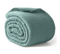 Ameble 6-Layer Muslin Cotton Cooling Blanket, Lightweight Breathable Throw for Adults, Soft Cozy Bed Sofa Travel, Olive Green 50x69.69 inch