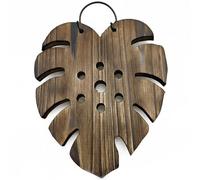 Ameble 8.3x9.4 Inch Monstera Leaf Wooden Staghorn Fern Mount, Hanging Wall Planter with Ring for Moss Balls, Air Plants, Tropical Home Decor