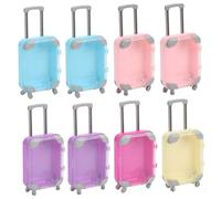 Ameble 8Pcs Mini Suitcase Realistic Rolling Mini Luggage Party Favor with Retractable Handle for Imaginative Play Travel Themed Events (Random Color)