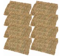 Ameble 8pcs Natural Edible Straw Rabbit Cage Mats, Hand Woven Soft Resting & Chewing Pads for Small Pets, Bunny Beds for Guinea Pigs, Hamsters, Chinchillas, Small Size