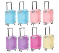 Ameble 8Pcs Realistic Rolling Mini Suitcase with Retractable Handle Mini Luggage Party Favor for Imaginative Play Travel Themed Events - Random Colour Suitcase pcs Realistic Rolling Luggage Part