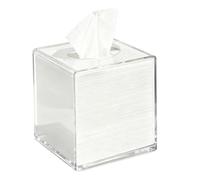 Ameble Acrylic Tissue Box Holder, 5.5 Inch Square Clear Tissue Box Holder for Bathroom Kitchen Bedroom Office Hotel Acrylic, Clear, Cover