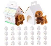 Ameble Adopt a Puppy Party Favors 30Pcs DIY Cute Blank House Shaped Boxes with Door & Handle Portable Dog Themed Party Favors for Kids Adults Adopt a Pet Puppy Fa