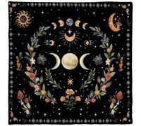 Ameble Altar Cloth Moon Phase Flower Astrology Tarot Cloth Flannel Divination Tarot for Reading 29.53x29.53 Inch Square Card for Witchcraft Accessories