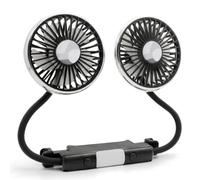 Ameble Back Seat Fan Dual Head Portable, 3 Speed Control 360 Rotation 12V USB Powered Car Fan, Black