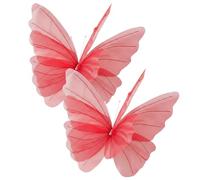 Ameble Big Butterfly Decorations, 2pcs Iridescent Bright Red Large Butterfly Decorations - Artificial Butterflies For Wedding Aisle, Home Decor, Photo Props & Bridal Room Setup Large Decorat