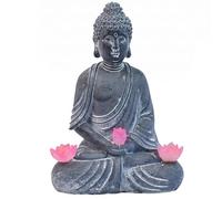 Ameble Buddha Statue Outdoor Solar Buddha Statue Outdoor - Weather-resistant Resin Sitting Zen Decor With Lotus Light For Garden Patio Yard Balcony
