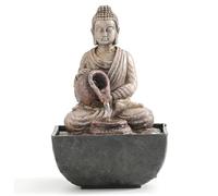 Ameble Buddha Statue Tabletop Water Fountain, Zen Resin Indoor Water Feature for Home Office Decor, Meditation