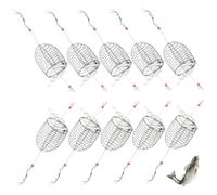 Ameble Chum Rig Basket 10PCS 7.5 Inch Stainless Steel Catfish Bait Holder Hanging Rustproof Bait Traps for Fishing Reusable Fish Trap Cage for Crab Lobster Minnow Shrimp Crayfish Chum Rig Basket B