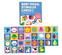 Ameble Contrast Cards For Infants Baby Flash Cards 6 To 12 Months - High Contrast Visual Stimulation 18x18cm Large Thick With Black White Red Colorful Patterns