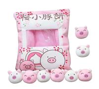 Ameble Cute Pillows Soft Pudding Plush with 8PCS Pig Toys, 18.9x14.2 inch Removable Snack Pillow, Stuffed Animal Toy Plush Pillows for Teens Girls Kids