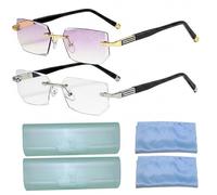 Ameble Distance Glasses 2 Pack Smart Zoom Reading Glasses Auto Focus Self Adjusting Anti Blue Light Eyeglasses - Gold & Silver With Cases & Cleaning Cloths