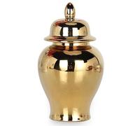 Ameble Ginger Jar with Lid - Decorative Ceramic Jar for Home Decor, Elegant Tabletop Vase & Storage Canister for Living Room, Office, Tea, Golden Ginger Jars, Decorative, Vase