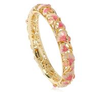 Ameble Handmade Enamel Bangles Cloisonne Bracelet for Women, Vintage Ginkgo Leaf Design, Gold Plated Zinc Alloy Cuff Jewelry, Fashion Accessories
