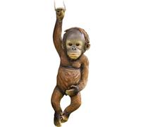 Ameble Hanging Monkey, 4.9 inch Tall Realistic Monkey Statue, Resin Decor, Funny Outdoor Statues for Garden Courtyard Patio Lawn Chimpanzees Style gardening