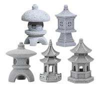 Ameble Japanese Garden Decor 5 Styles Realistic Pagoda Lantern Statue Traditional Zen Pagoda Ornament for Outdoor Landscape Patio Balcony Yard Lawn Asian Garden Decoration