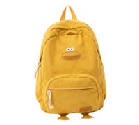Ameble Kawaii Duck Corduroy Cute School Backpack, Large Capacity Casual Daypack for Teens, Funny Cartoon Bag for College, Travel, Daily, Yellow