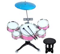 Ameble Kids Drum Set with Stool and Drumsticks Complete 5 Piece Toddler Drum Kit Musical Toy for Ages 3 to 6 Rhythm Learning Coordination Development Preschool Instruments, Style 2