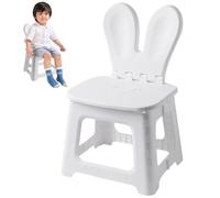Ameble Kids Folding Chair Plastic Foldable Step Stool Toddler Chair with Rabbit Ear Back Support Heavy Duty Portable for Home Bathroom Kitchen