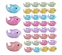 Ameble Mini Resin Animals 36PCS Glow in the Dark Tiny Dolphin Figurines Waterproof Miniatures for Garden Decor Aquarium Dollhouse Potted Plants Landscape Party