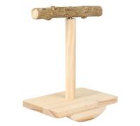 Ameble Natural Wood Bird Perches for Cage with Swaying Base, Interactive Chewing & Claw Trimming Toy for Parakeets, Cockatiels, Parrots, Cage Accessory