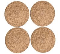 Ameble Place Mats for Table 4 10 Inch Round Rattan Placemats Papyrus Woven Placemats for Kitchen Dining Table Place Mats for 4, Rattan, Wicker, Woven, Round Placemat