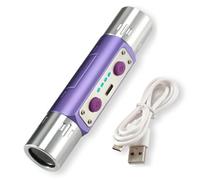 Ameble Professional Gemstone Flashlight with 365nm & 254nm UV Light Dual-Wave Blacklight for Mineral & Currency Inspection, Type-C Fast Charge, Purple 365 Nm UV Light, 254nm, Blacklight Flash