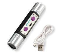 Ameble Professional Gemstone Flashlight with 365nm & 254nm UV Light Dual-Wave Blacklight for Mineral & Currency Inspection, Type-C Fast Charge, Black 365 Nm UV Light, 254nm, Blacklight Flashl