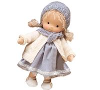 Ameble Rag Doll 9.5x2.4x4.7'' Adorable Soft Plush Baby Doll with Cloth Hat & Scarf Exquisite Mini Baby Christmas Role Play for Fostering Love and Companionship Rag, Plush, Mini B