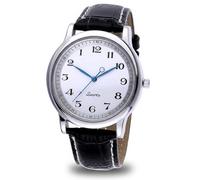 Ameble Reverse Watch for Men, Counterclockwise Roman Numeral Dress Watch, Black Alloy Quartz Wristwatch with White Dial