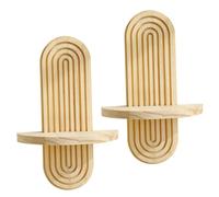 Ameble Set of 2 Handcrafted Wooden Boho Wall Shelf with Arched Design, Rustic Floating Shelves for Plant Display, Living Room, Bedroom Home Decor, Easy Mount