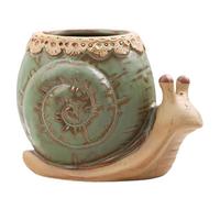 Ameble Snail Decor, 4.6x3.3in Lovely Small Plant Pots with Drainage Funny Shaped Snail Planter for Home Office Desktop Garden gardening