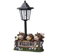 Ameble Solar Highland Cow Garden Statue with Solar Light Resin Highland Cow Yard Decor for Patio Lawn Pathway Outdoor Garden Decorations Day and Night