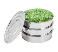 Ameble Sprouting Trays, Stackable Stainless Steel Seed Sprouting Kit, 2-Tier Mesh Microgreens Growing Trays, 1 Base and 1 Cover Lid, Seed Kit, Tray, Microgreens Growi