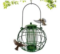 Ameble Squirrel Proof Bird Feeder Metal Mesh Caged Hanging Bird Feeder Weatherproof Outdoor Birdfeeder for Garden Yard Patio Wild Feeding Easy Installation, Green