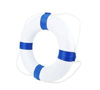 Ameble Swim Ring for 3-10 Year Olds 20inch Diameter Kids Swim Float with Rope Blue White Swimming Safety Accessory for Kid Child.