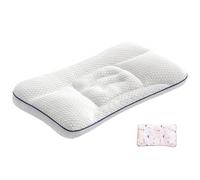 Ameble Toddler Pillow for Kids 3-8 Years, 5-Zone Spine Support Pillow with 10A Filling, Double-Sided Breathable Children's Sleeping for Girls, 4cm Height