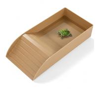 Ameble Tortoise Water Bowl with Ramp 12x5.9x2.4 Inch Reptile Water Dish for Soaking and Feeding, Non-Slip Plastic Bath for Turtles, Lizards, Amphibians, Turtle Table Brown