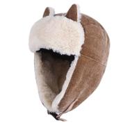 Ameble Trapper Hat with Ear Flaps Warm Windproof Winter Hat with Fleece Lined for Women Girls Men Cycling Light Coffee Trapper, with Ear Flaps, Winter with, Russian, Ha
