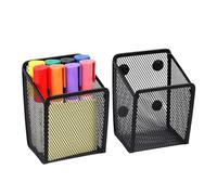 Ameceres 2 Pack Magnetic Pencil Holder Extra Strong Magnets Mesh Marker Holder Generous Compartment Perfect for Whiteboard, Refrigerator and Locker Accessories