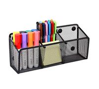 Ameceres Magnetic Pencil Holder - 3 Generous Compartments Extra Strong Magnets Mesh Marker Holder Perfect for Whiteboard, Refrigerator and Locker Accessories
