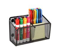 Ameceres Magnetic Pencil Holder - Extra Strong Magnets Mesh Marker Holder Perfect for Whiteboard, Refrigerator and Locker Accessories (2 Baskets, 1 Pack Black)