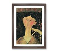 Amedeo Modigliani Bildnis Beatrice Hastings Classic Painting Framed Print | A3 Walnut Framed Wall Art | Ready to Hang | Classic Historical Picture | Living Room Bedroom Lounge Office