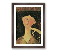 Amedeo Modigliani Bildnis Beatrice Hastings Framed Print | A2 Walnut Framed Wall Art | Ready to Hang | Modern Nature Picture | Living Room Bedroom Lounge Office